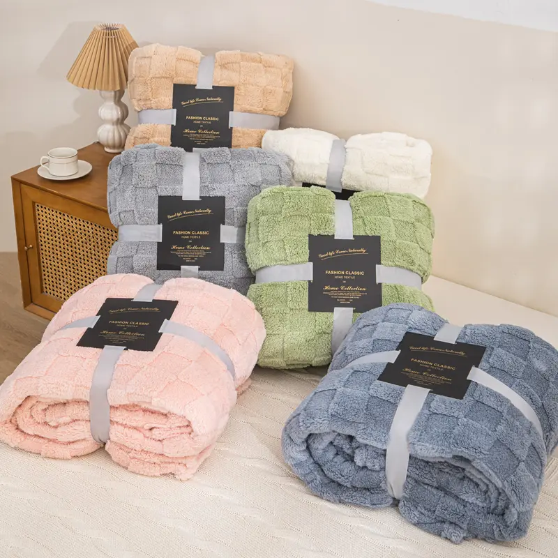 Enhanced Thick Flannel Mosaic Throw Blanket - Double-Sided Jacquard, Plush Warmth, Timeless Style for Cozy Layering