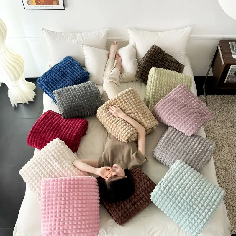 Warm Embrace: Plush Striped Flannel Throw Blanket - Super Soft, Thicker for Cozy Comfort, Stylish Touch to Your Living Space