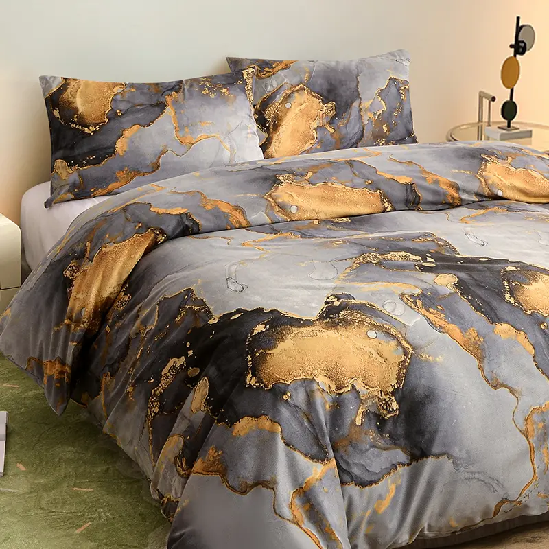 Cozy Brushed Polyester Duvet Cover Set with Pillowcases - Vibrant Print, Hypoallergenic, Easy Care, Perfect for King/Queen Beds