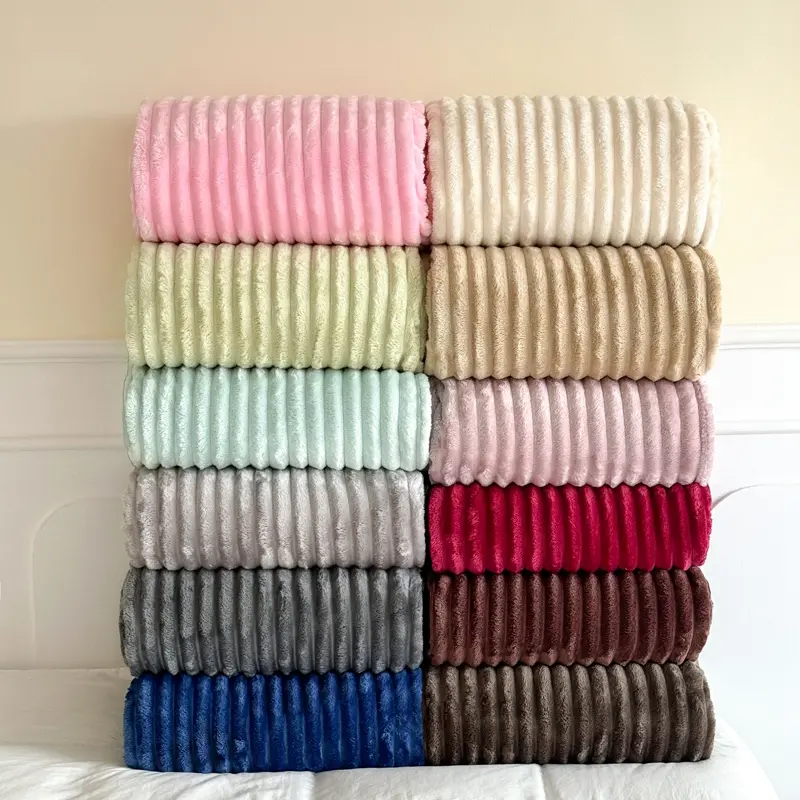 Warm Embrace: Plush Striped Flannel Throw Blanket - Super Soft, Thicker for Cozy Comfort, Stylish Touch to Your Living Space