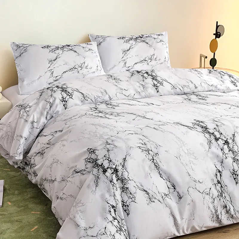 Cozy Brushed Polyester Duvet Cover Set with Pillowcases - Vibrant Print, Hypoallergenic, Easy Care, Perfect for King/Queen Beds