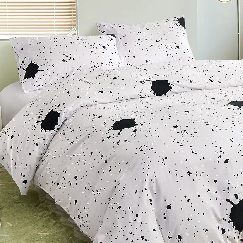 Cozy Brushed Polyester Duvet Cover Set with Pillowcases - Vibrant Print, Hypoallergenic, Easy Care, Perfect for King/Queen Beds
