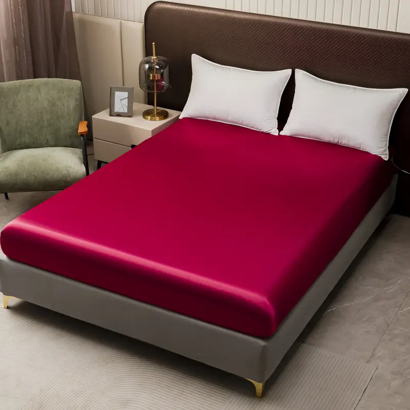 Fitted Sheet 1Pc - No Pillowcase,Satin Smooth Fabric Bedding for Bedroom - 30cm Deep Pocket, Luxurious Comfort for Your Bed