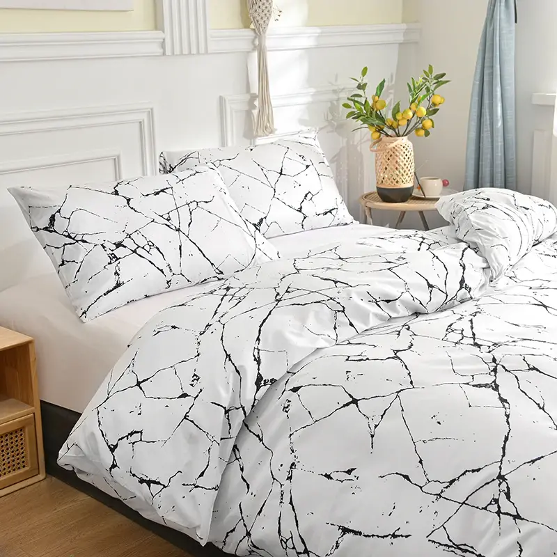 Cozy Brushed Polyester Duvet Cover Set with Pillowcases - Vibrant Print, Hypoallergenic, Easy Care, Perfect for King/Queen Beds