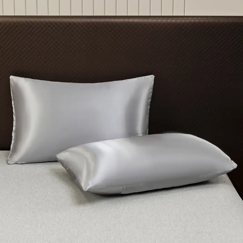 Premium Solid Color Satin Pillowcases 2pcs，Opulent and Smooth for a Restful Night's Sleep,Fade and Wrinkle Resistant
