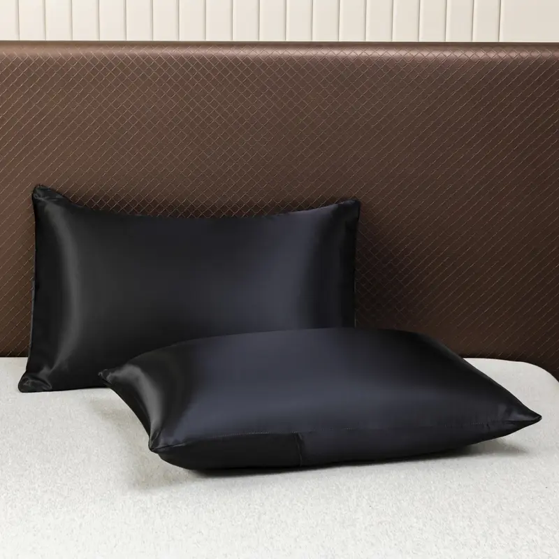 Premium Solid Color Satin Pillowcases 2pcs，Opulent and Smooth for a Restful Night's Sleep,Fade and Wrinkle Resistant
