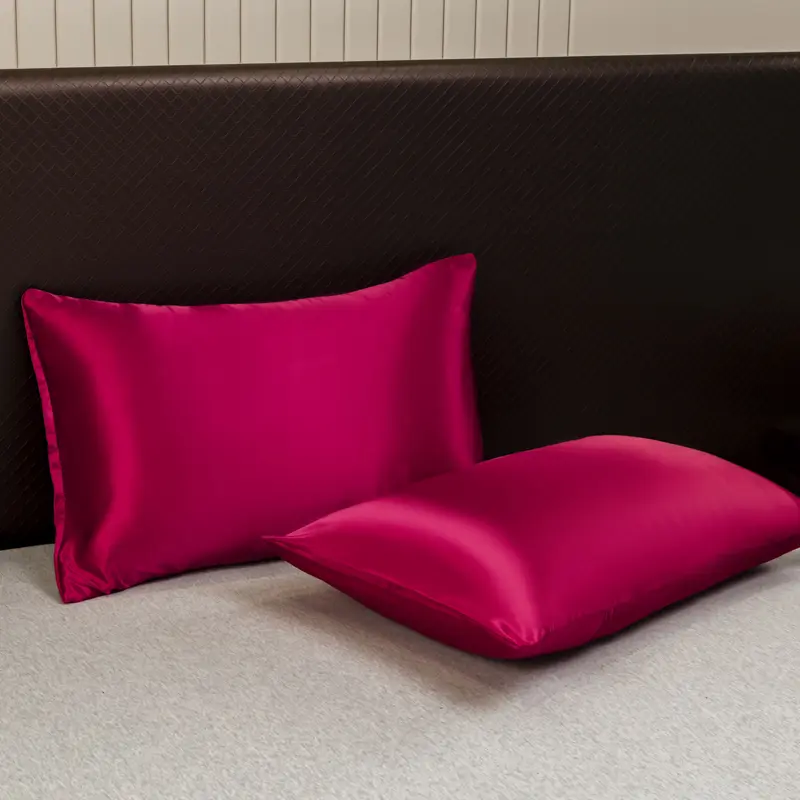 Premium Solid Color Satin Pillowcases 2pcs，Opulent and Smooth for a Restful Night's Sleep,Fade and Wrinkle Resistant