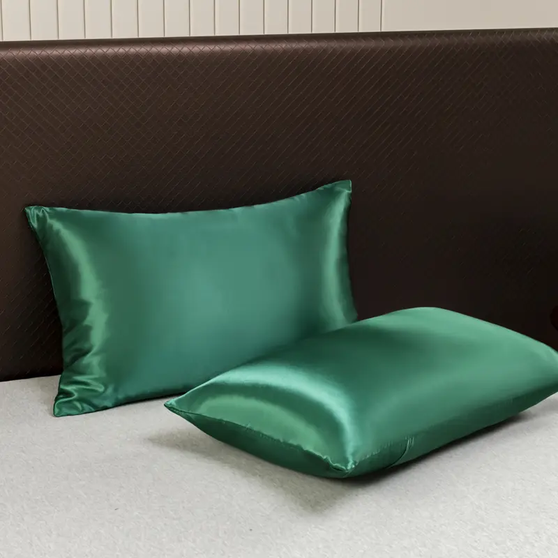 Premium Solid Color Satin Pillowcases 2pcs，Opulent and Smooth for a Restful Night's Sleep,Fade and Wrinkle Resistant