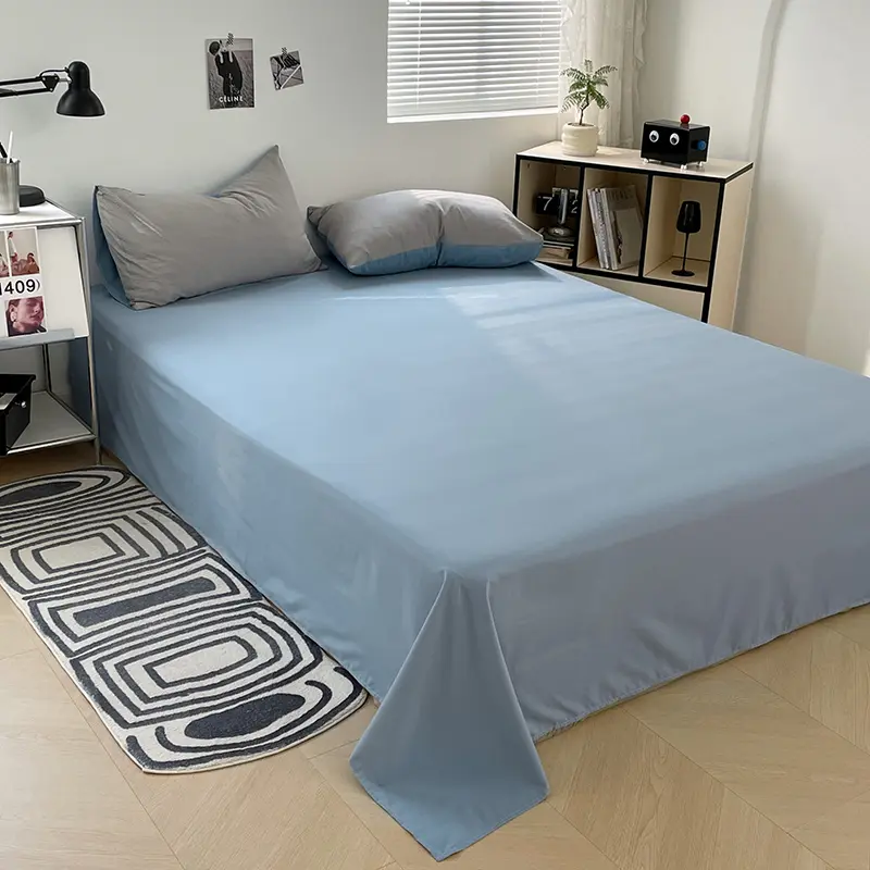 Two-tone Bubble Cotton Bedding Set - 4-Piece，1 Duvet Cover, 1 Flat Sheet, 2 Pillowcases,Solid Color，Skin-Friendly Soft ，Washable