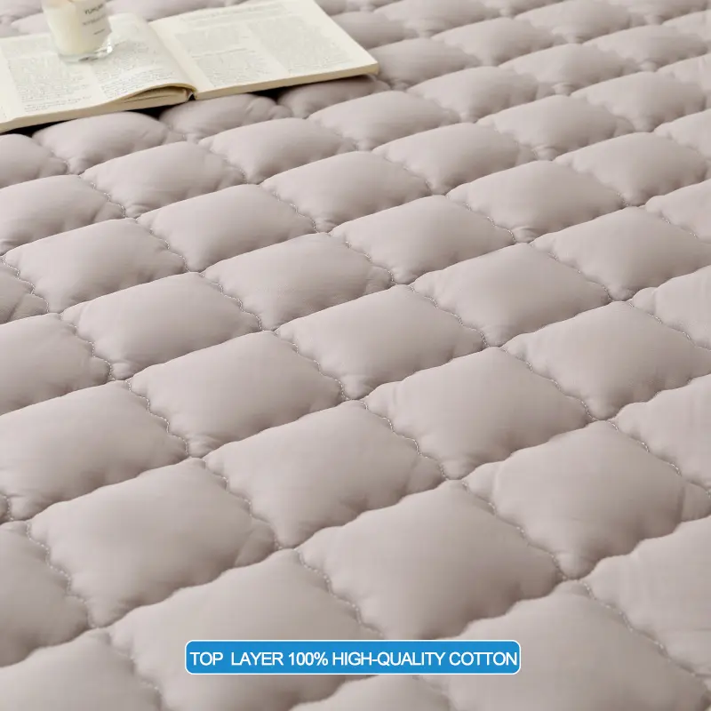 Premium Mattress Protector - Ultra Thick & Breathable Quilted Cotton Top Layer Mattress Cover- Antimicrobial & Noise-Free,Grey