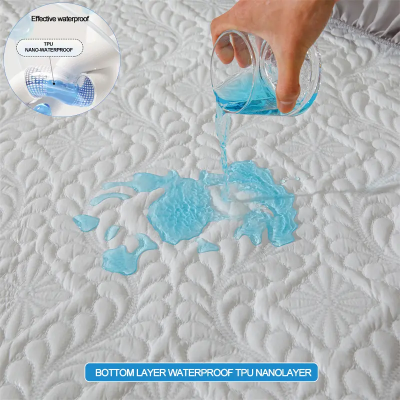 Waterproof Mattress Cover Hypoallergic Breathable Mattress Protector Anti-mite Anti-bacterial Fitted Bed Sheet, Khaki