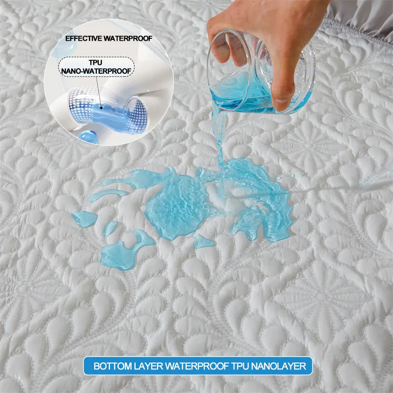 Waterproof Mattress Cover Hypoallergic Breathable Mattress Protector Anti-mite Anti-bacterial Fitted Bed Sheet,Fresh green
