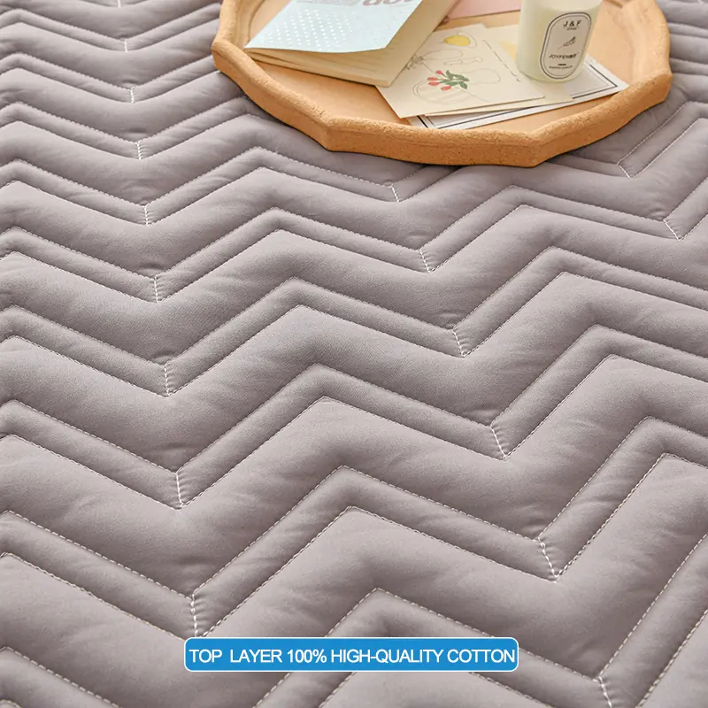 Premium Mattress Protector - Breathable Quilted Cotton Top Layer Mattress Cover- Antimicrobial & Noise-Free & Anti-mites,Grey