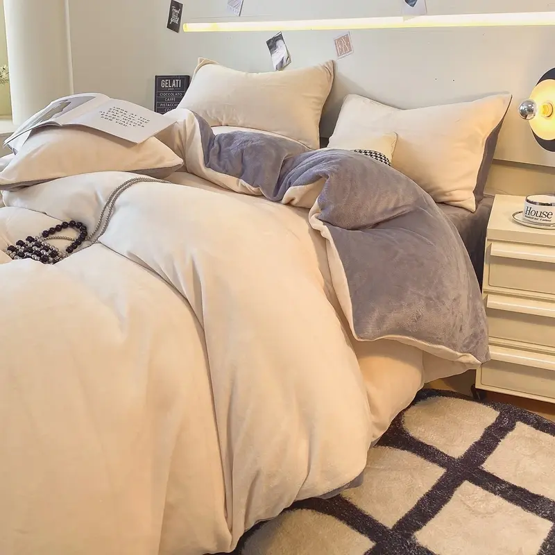 Sumptuous Warmth: High-Weight Flannel Duvet Cover 1Pc- Solid Color, Ultra Soft, Cozy Bedding for a Blissful Night's Sleep