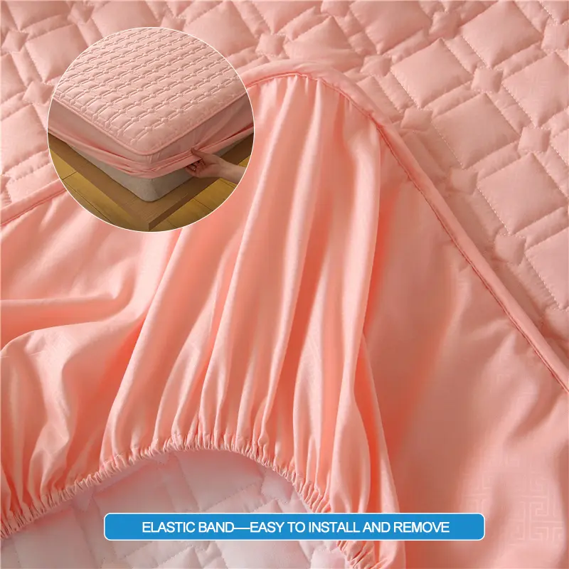 Premium Antibacterial Breathable Mattress Cover, Mattress Protector, Soft Comfortable, Noise-free,Single/Couple Bed Size,Pink