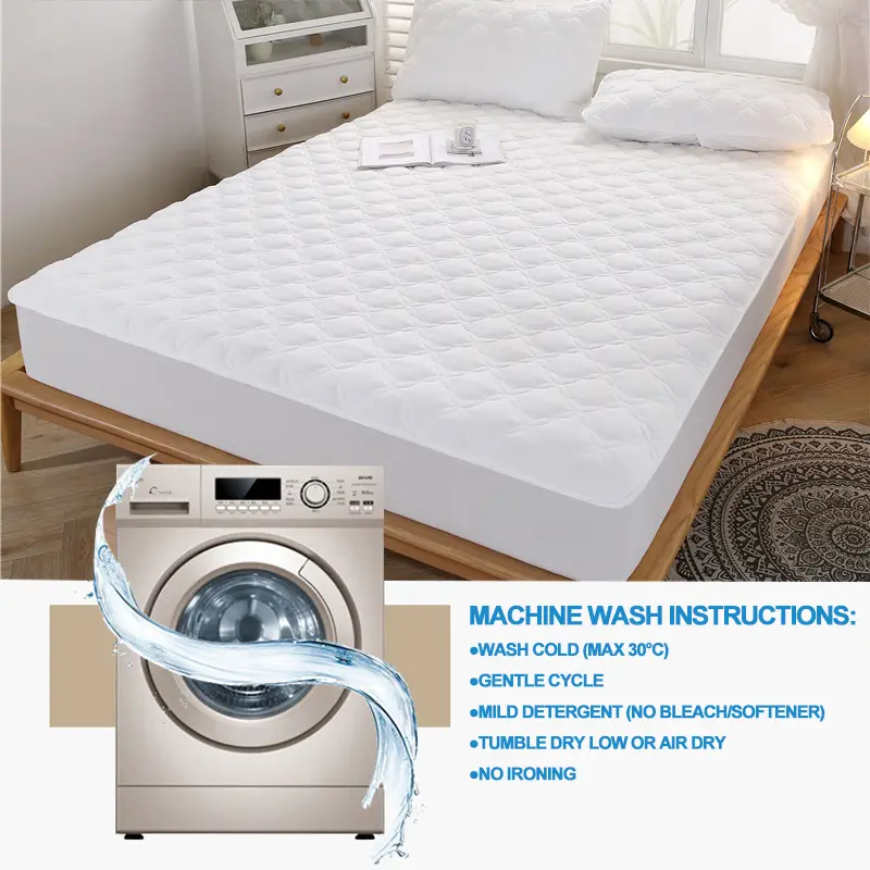 Premium Antibacterial Mattress Protector - Breathable, Noiseless & Skin-Friendly Mattress Cover, Fitted Sheet for All Season