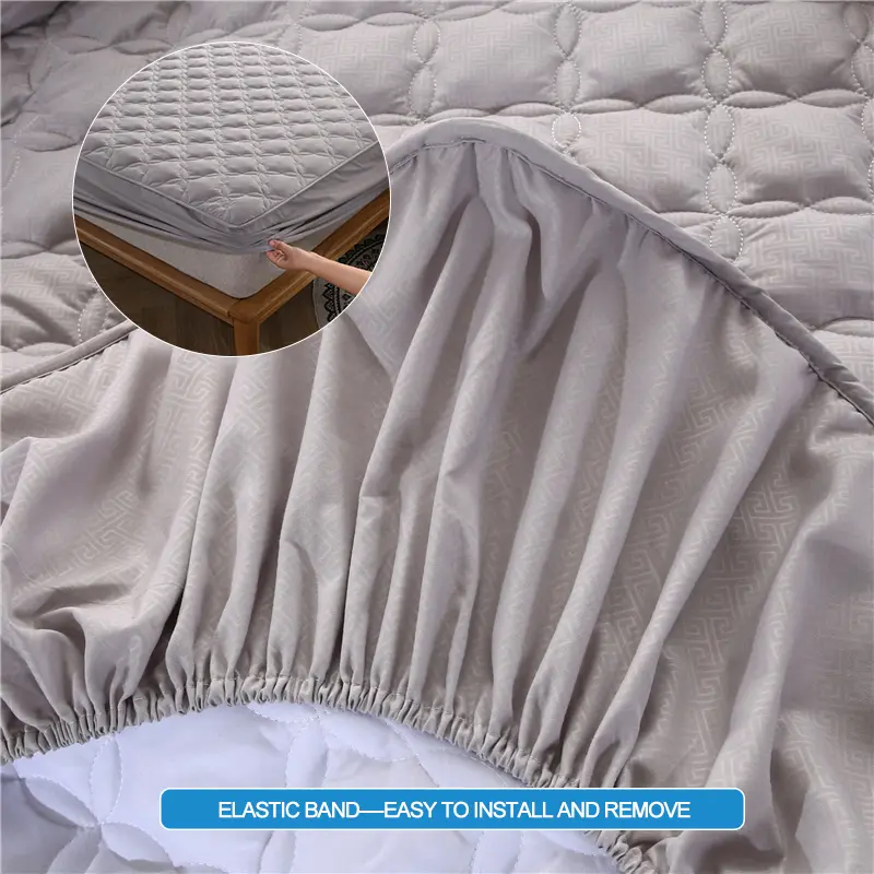 Premium Antibacterial Mattress Protector - Breathable, Noiseless Skin-Friendly Mattress Cover, Fitted Sheet for All Season,Grey