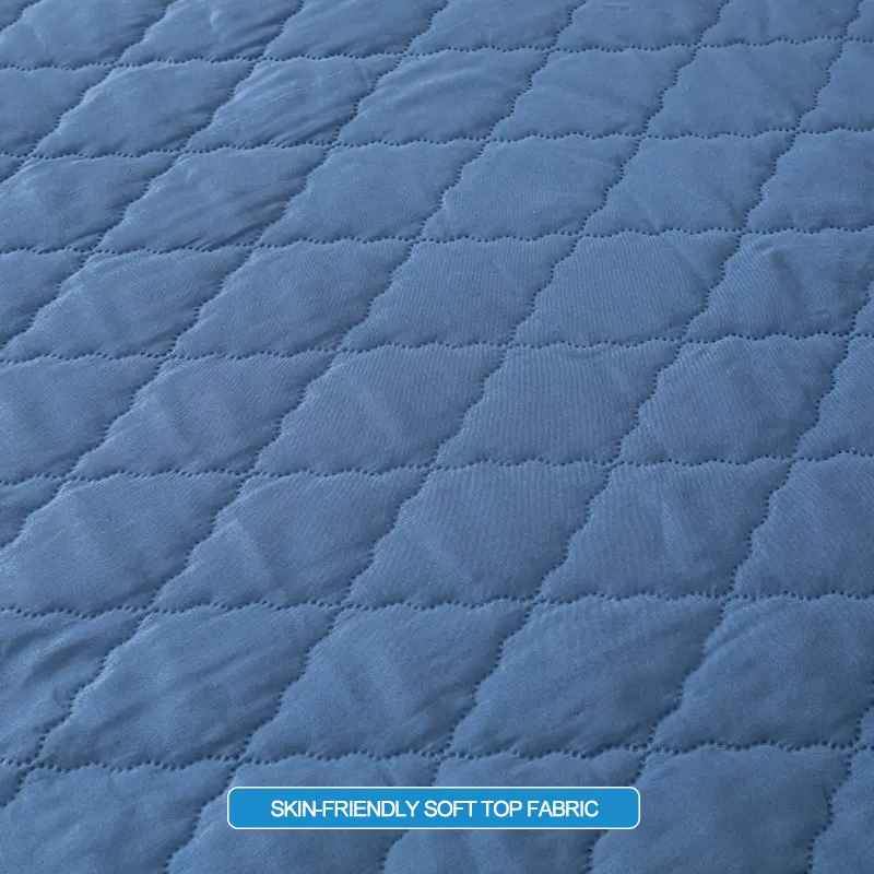 Waterproof Mattress Protector - Hypoallergenic Mattress Cover, Soft & Noiseless,Bed Sheet, Anti-Slip & Washable,Sea blue