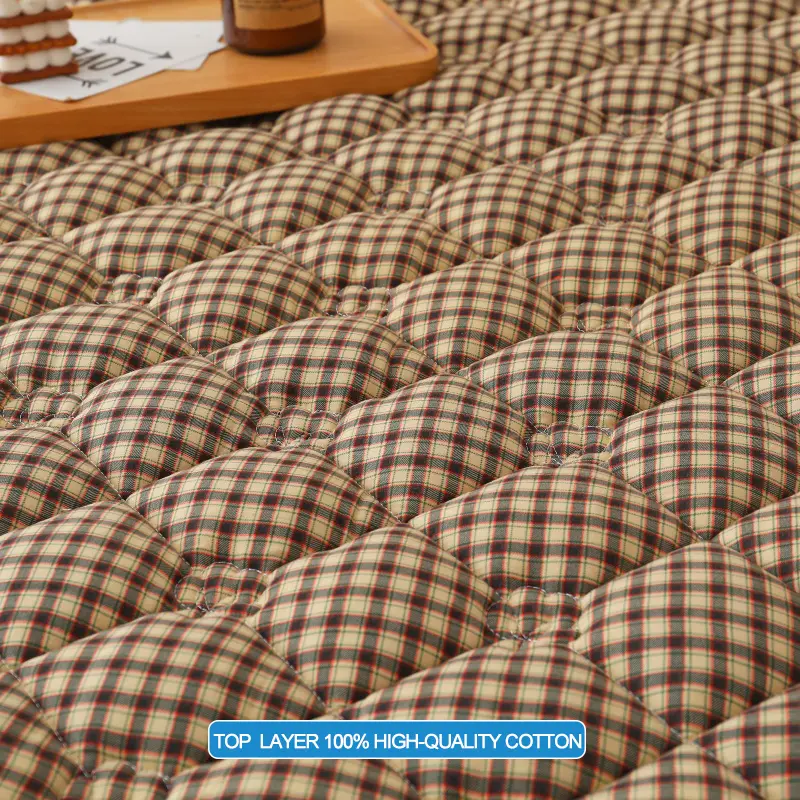 Premium Mattress Protector - Mattress Cover Breathable Quilted- Antimicrobial, Noise-Free Hypoallergenic,Coffee  Plaid