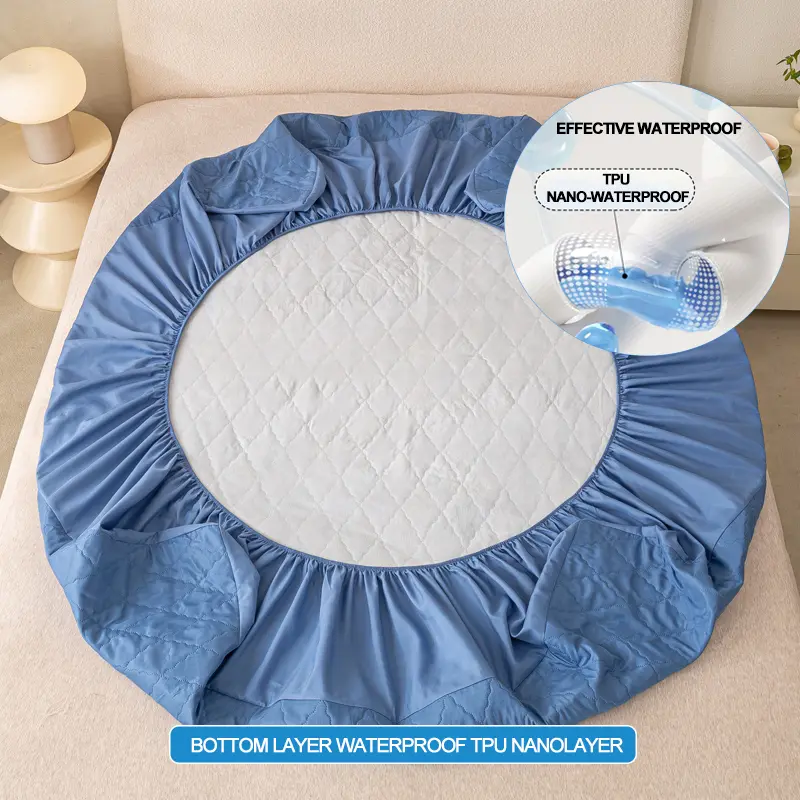 Waterproof Mattress Protector - Hypoallergenic Mattress Cover, Soft & Noiseless,Bed Sheet, Anti-Slip & Washable,Sea blue