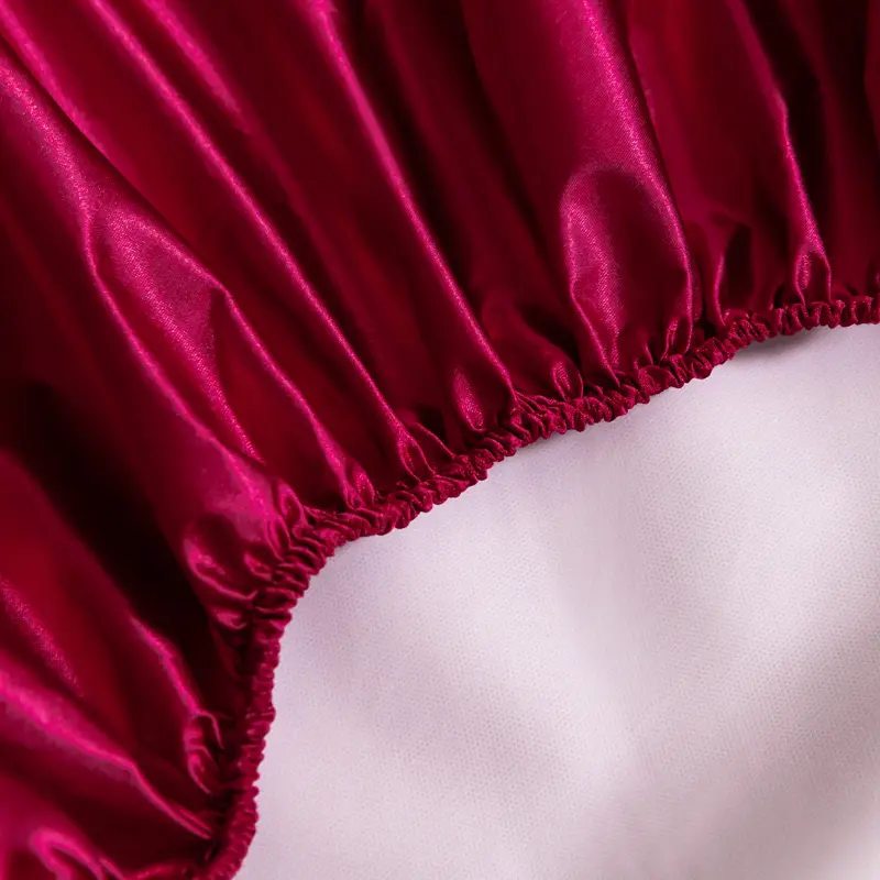 Solid Color Waterproof Satin Fitted Sheet 1Piece- No Pillowcases, Mattress Cover - Fits Mattresses up to 25cm, Hypoallergenic