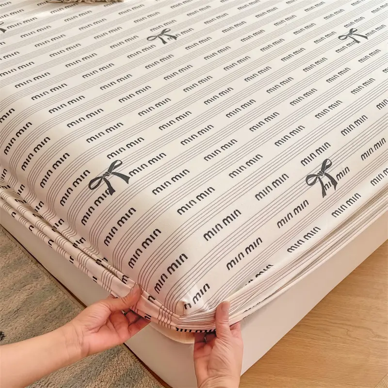 Knitted Cotton Double Gauze Fitted Sheet with Pillowcases - Breathable & Soft, Mattress Protector, Hypoallergenic, Easy Care