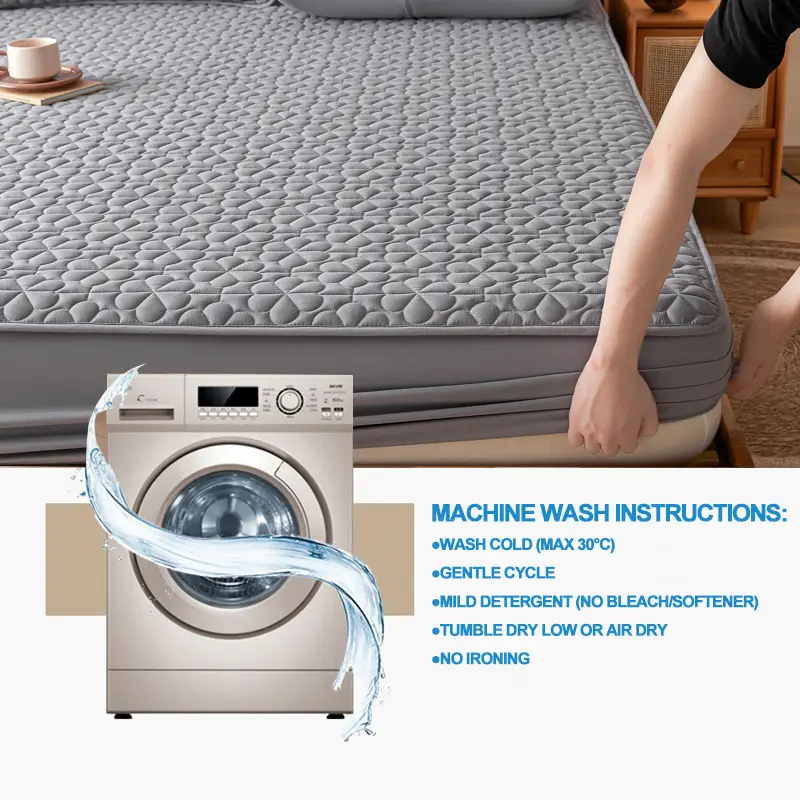 Waterproof Mattress Cover Thickened Mattress Protector Quilted Fitted Sheet with Elastic Band for All Seasons 140x200/160x200