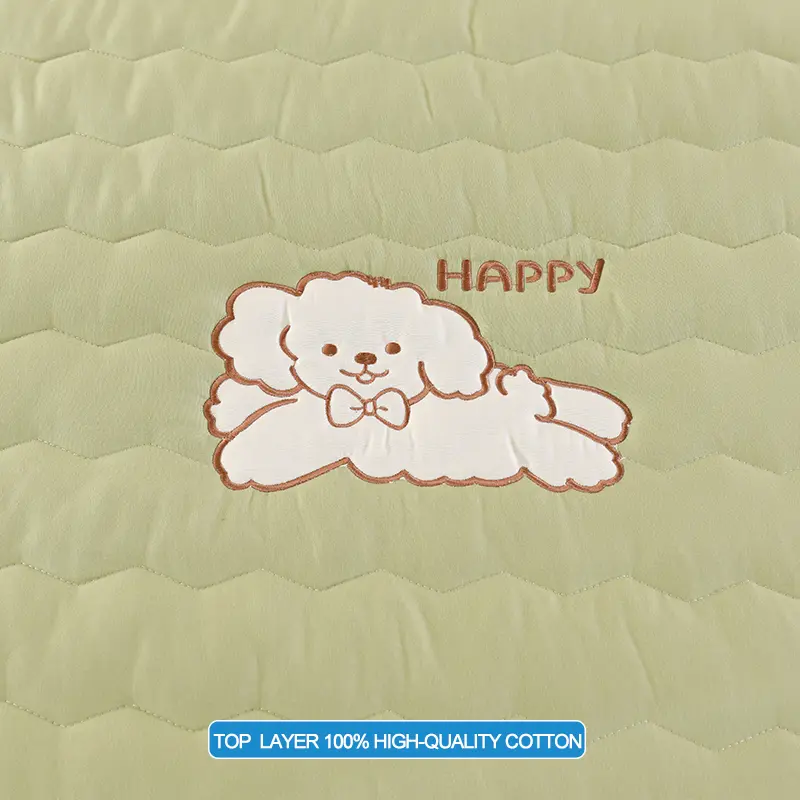 Luxury Embroidery Hypoallergenic Mattress Cover Breathable Mattress Protector Anti-mite Anti-bacterial Fitted Bed Sheet,Green