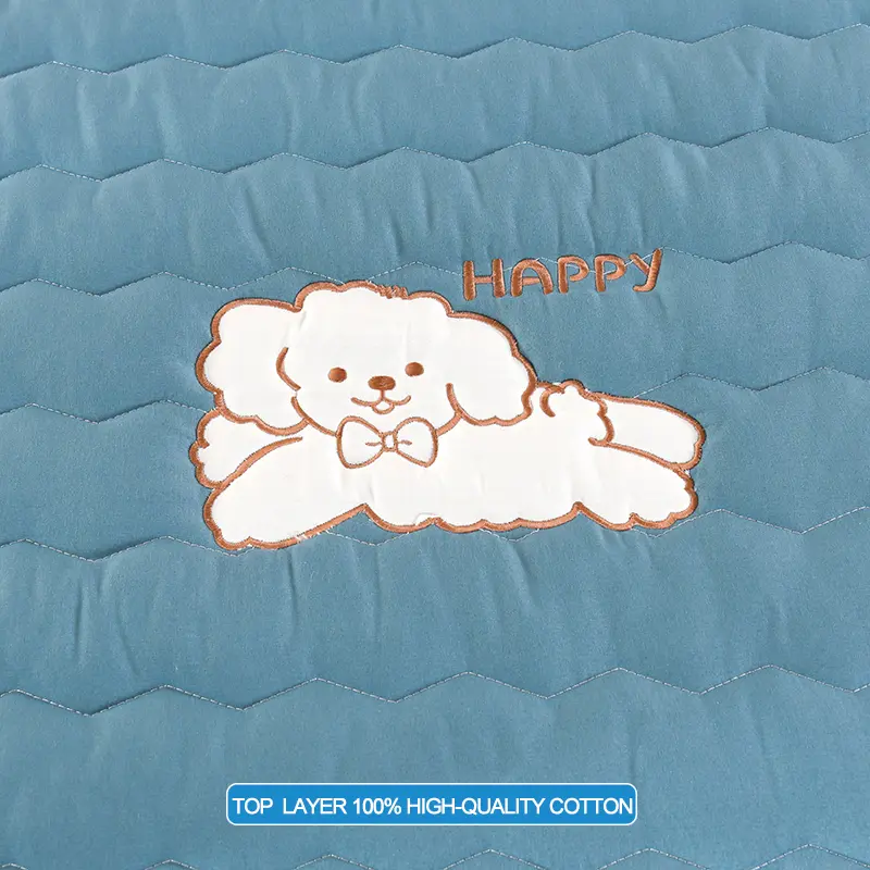 Luxury Embroidery Hypoallergenic Mattress Cover Breathable Mattress Protector Anti-mite Anti-bacterial Fitted Bed Sheet, Blue