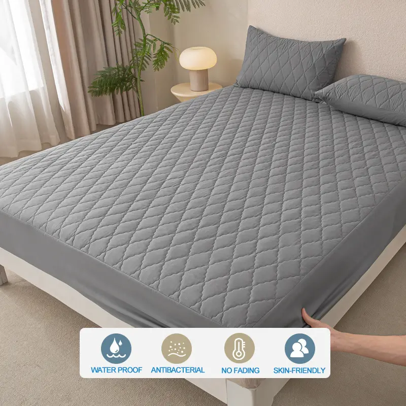 Waterproof Mattress Protector - Hypoallergenic Mattress Cover, Soft & Noiseless, Waterproof Bed Sheet, Anti-Slip & Washable,Grey