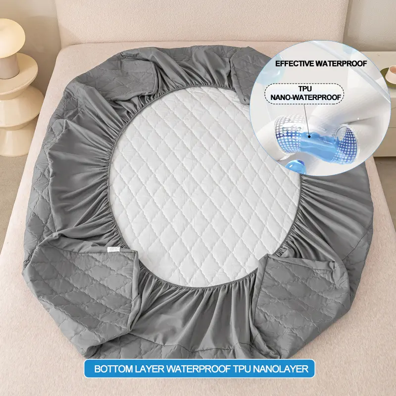 Waterproof Mattress Protector - Hypoallergenic Mattress Cover, Soft & Noiseless, Waterproof Bed Sheet, Anti-Slip & Washable,Grey