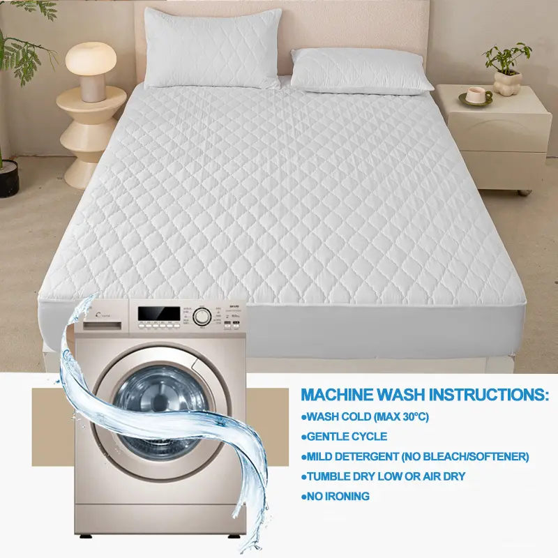 Waterproof Mattress Protector - Hypoallergenic Mattress Cover, Soft & Noiseless, Waterproof Bed Sheet, Anti-Slip & Washable