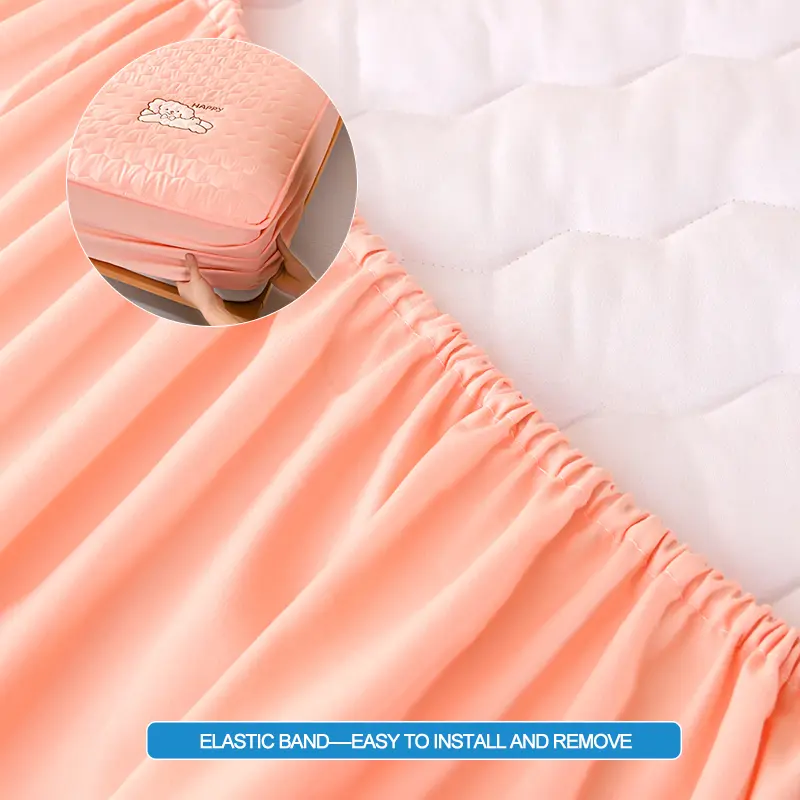 Luxury Embroidery Hypoallergenic Mattress Cover Breathable Mattress Protector Anti-mite Anti-bacterial Fitted Bed Sheet