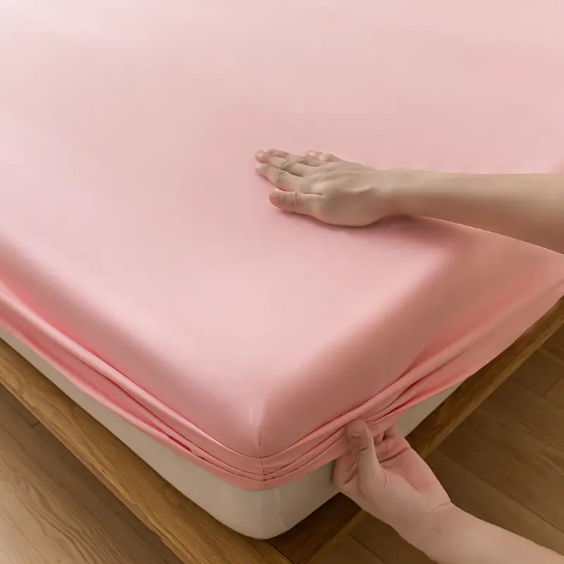 New Solid Color Waterproof Fitted Sheet 1Piece- 25cm Deep Pocket, Ultra-Soft Microfiber Fabric, Hypoallergenic, Easy Care