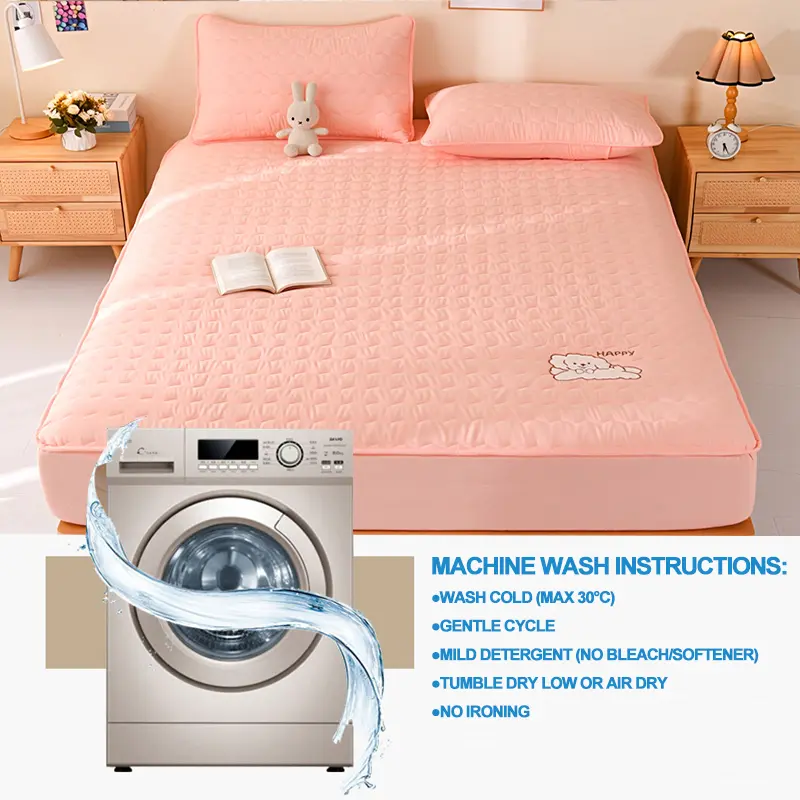 Luxury Embroidery Hypoallergenic Mattress Cover Breathable Mattress Protector Anti-mite Anti-bacterial Fitted Bed Sheet
