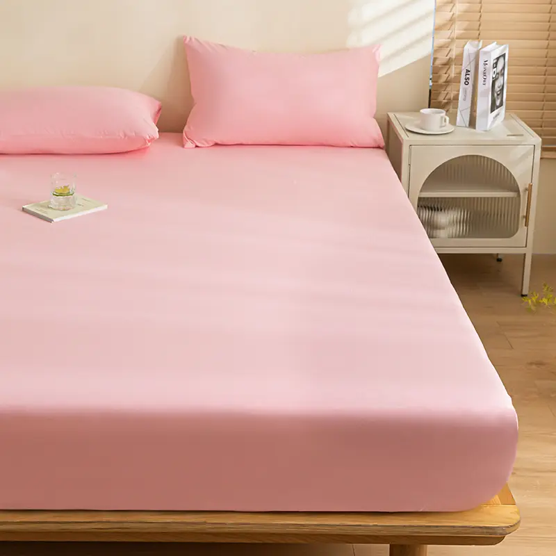 New Solid Color Waterproof Fitted Sheet 1Piece- 25cm Deep Pocket, Ultra-Soft Microfiber Fabric, Hypoallergenic, Easy Care