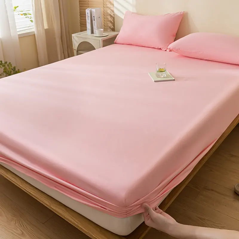New Solid Color Waterproof Fitted Sheet 1Piece- 25cm Deep Pocket, Ultra-Soft Microfiber Fabric, Hypoallergenic, Easy Care