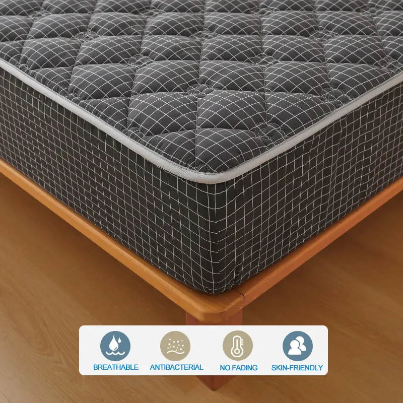 Premium Plaid Style Mattress Protector - Mattress Cover & Breathable Quilted- Antimicrobial, Noise-Free & Hypoallergenic