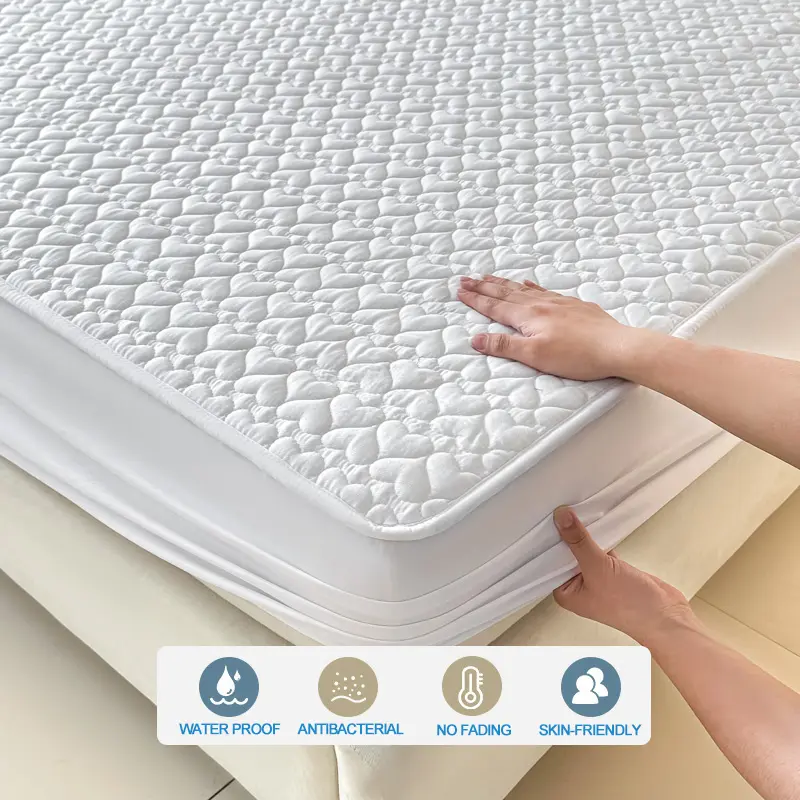 Waterproof Mattress Protector-Breathable Antibacterial Anti-Slip Hypoallergenic, Noiseless Mattress Cover,Single/Double/140/160