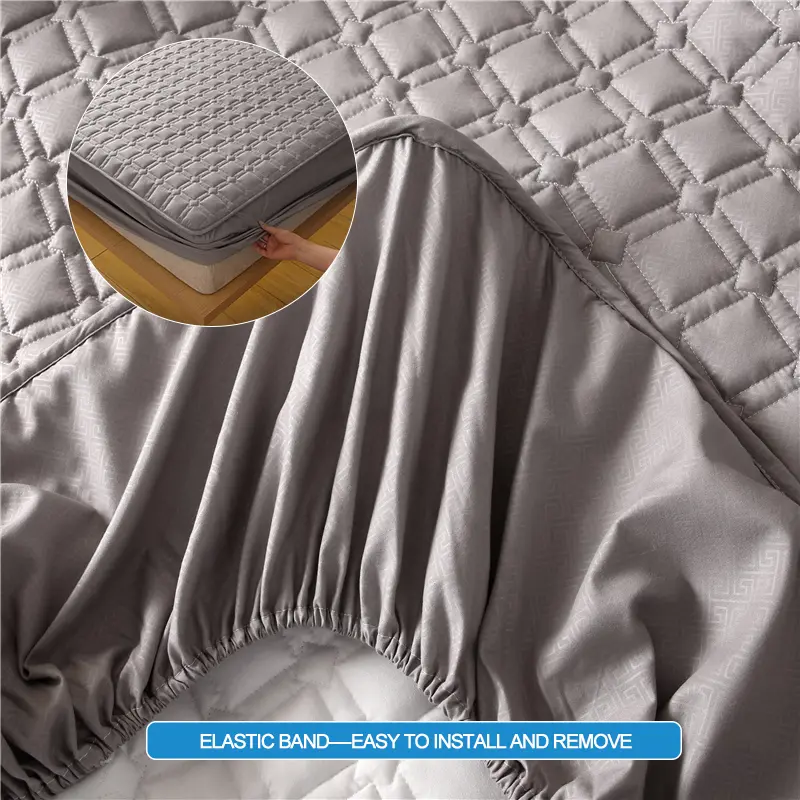 Premium Antibacterial Breathable Mattress Cover, Mattress Protector, Soft Comfortable, Noise-free,Single/Couple Bed,Dark gray