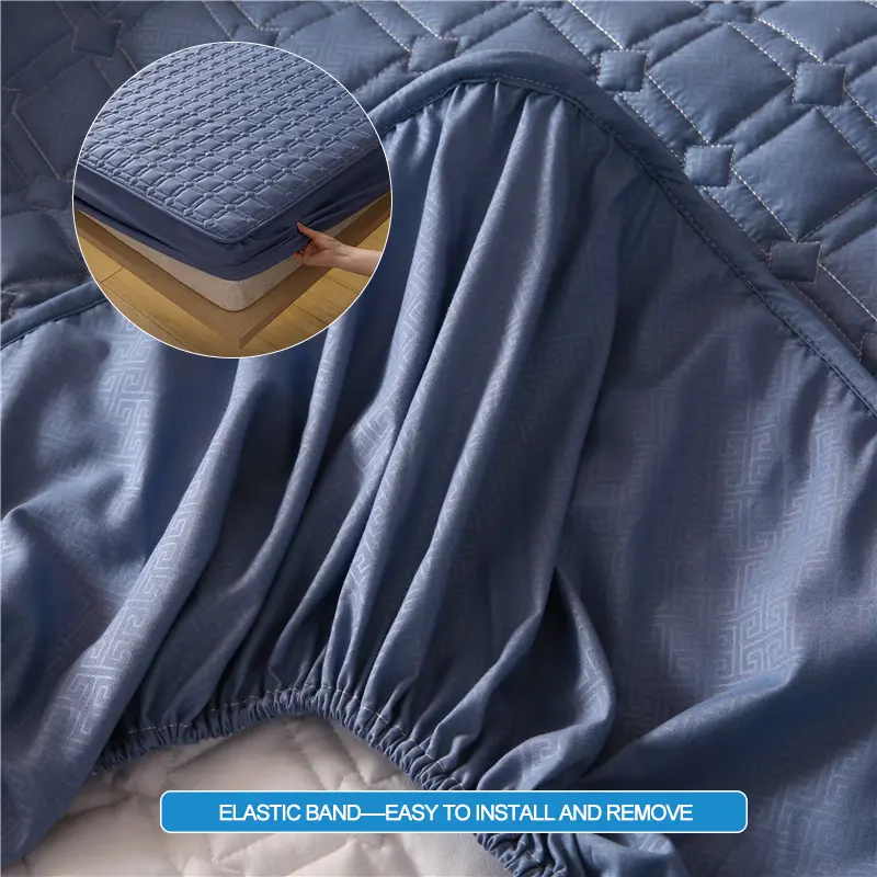 Premium Antibacterial Breathable Mattress Cover, Mattress Protector, Soft Comfortable, Noise-free,Single/Couple Bed Size,Blue