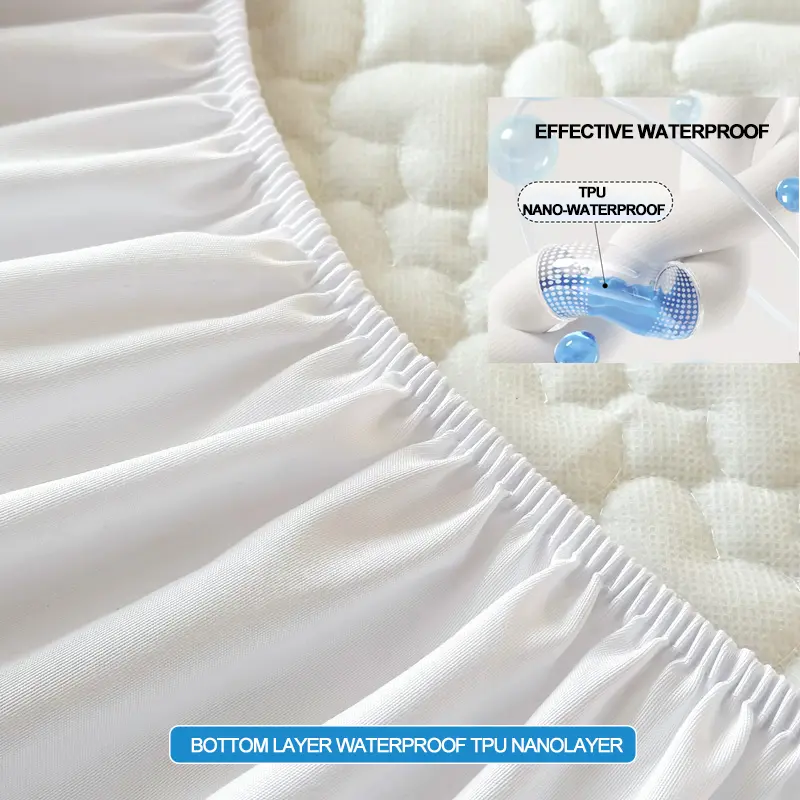 Waterproof Mattress Protector-Breathable Antibacterial Anti-Slip Hypoallergenic, Noiseless Mattress Cover,Single/Double/140/160