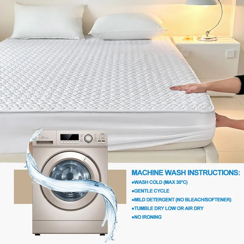 Waterproof Mattress Protector-Breathable Antibacterial Anti-Slip Hypoallergenic, Noiseless Mattress Cover,Single/Double/140/160