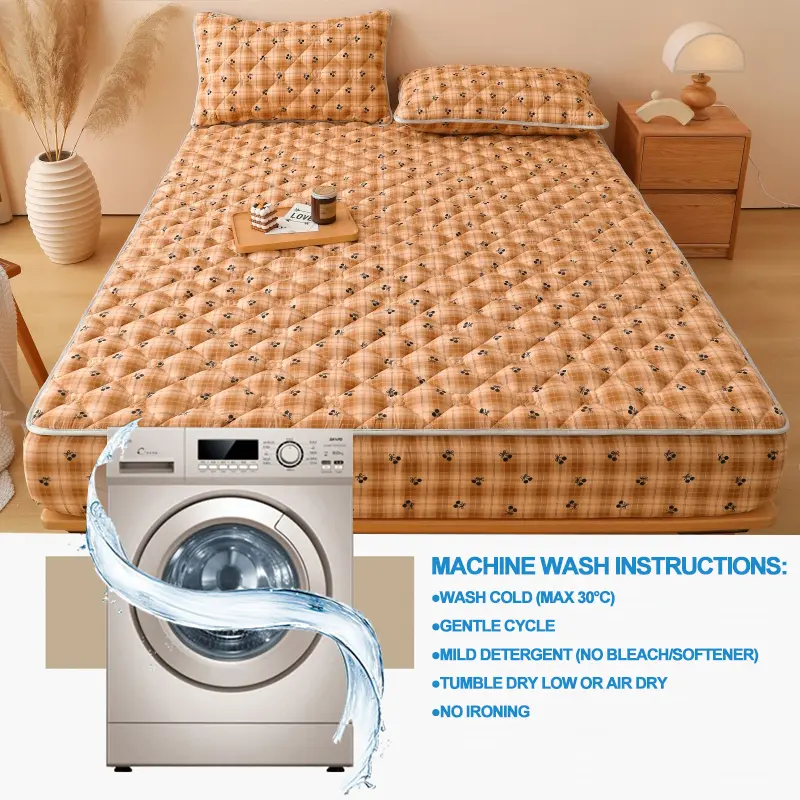 Premium Mattress Protector - Mattress Cover & Breathable Quilted- Antimicrobial, Noise-Free & Hypoallergenic,Cherry Plaid