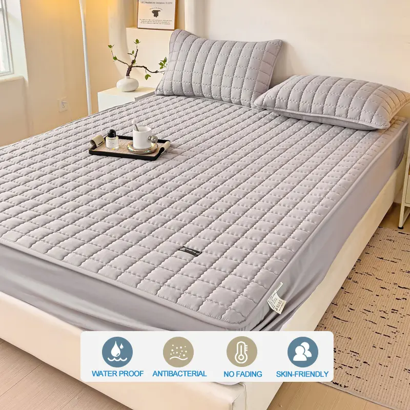 Waterproof Mattress Cover Antibacterial Mattress Protector Dust-Proof Bed Fitted Sheet for Single/Double/Queen/King/140/160