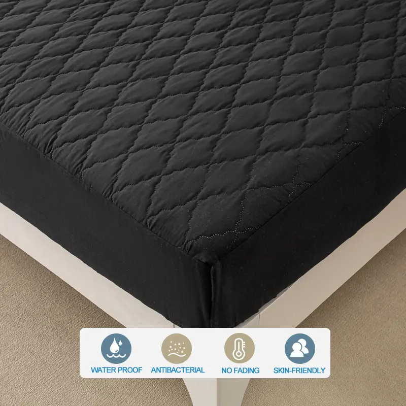 Waterproof Mattress Protector - Hypoallergenic Mattress Cover, Soft & Noiseless, Waterproof Bed Sheet, Anti-Slip Washable,Black