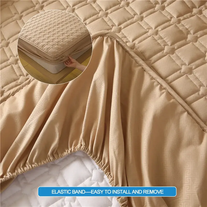 Premium Antibacterial Breathable Mattress Cover, Mattress Protector, Soft Comfortable, Noise-free,Single/Couple Bed Size,Khaki