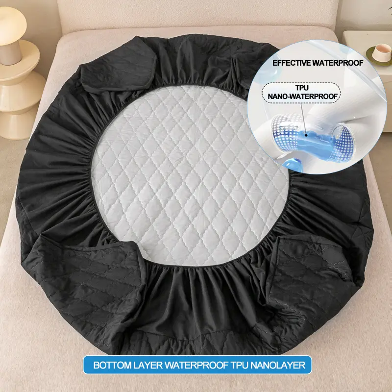 Waterproof Mattress Protector - Hypoallergenic Mattress Cover, Soft & Noiseless, Waterproof Bed Sheet, Anti-Slip Washable,Black