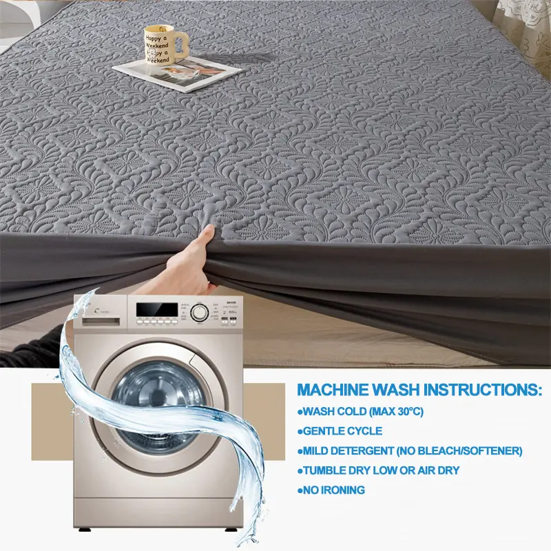 Waterproof Mattress Cover Hypoallergic Breathable Mattress Protector Anti-mite Anti-bacterial Fitted Bed Sheet,Dark gray