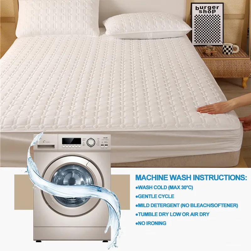 Premium Antibacterial Breathable Mattress Cover, Mattress Protector, Soft Comfortable, Noise-free,Single/Couple Bed Size